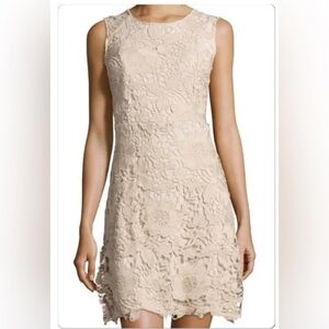 ECI Cream Lace Mini Dress - Sleeveless Floral Sheath